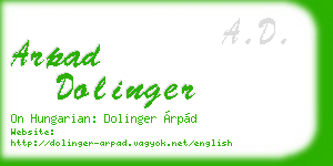 arpad dolinger business card